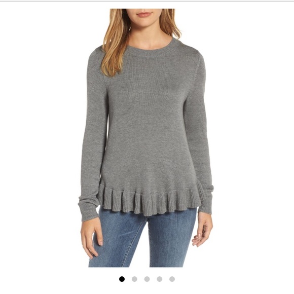 Halogen Cashmere-blend Ruffle Hem Sweater - Picture 1 of 6